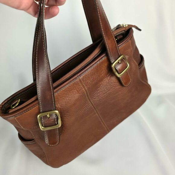 Maddox Satchel Brown Pebbled Leather Convertible Crossbody Bag Vintage Style - Picture 12 of 16